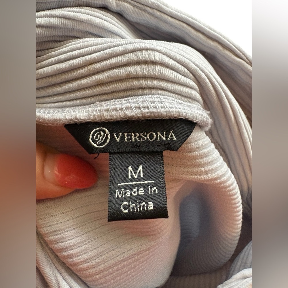 Versona Womens Heather Gray  Ribbed Hoodie Draw String Pullover Jacket M - Picture 6 of 6